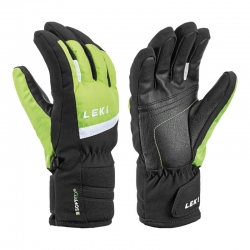 Leki Max ski gloves black / lime / white kids