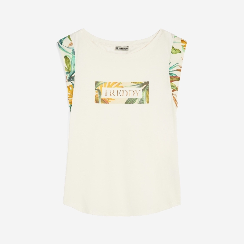 Freddy T-shirt con grafica tropical WFLO65 donna